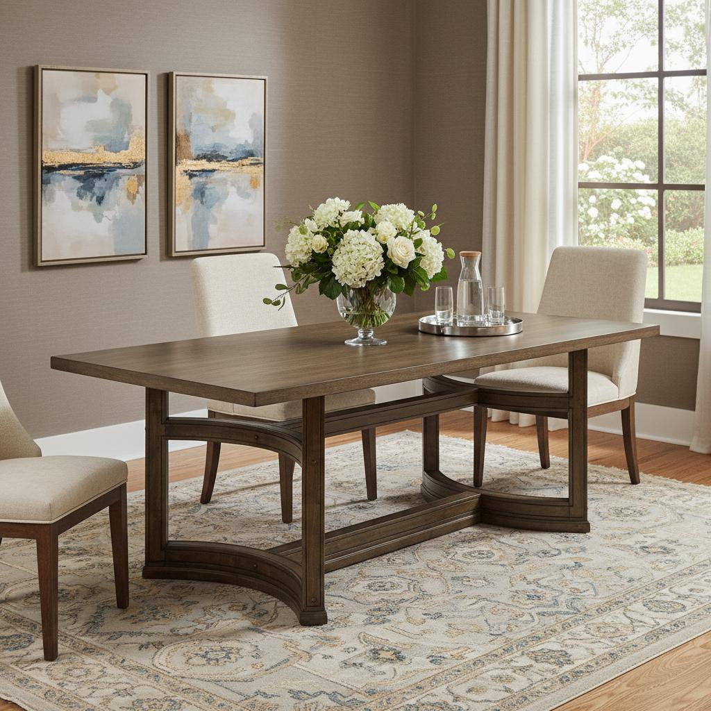 88 Oak Wood Trestle Base Dining Table