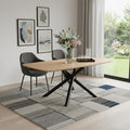 79 Natural and Black Wood and Iron Cross Leg Base Dining Table