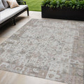 5 X 8 Taupe And Ivory Patchwork Washable Indoor Outdoor Area Rug