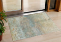 3 X 5 Wheat Sky Blue And Beige Abstract Washable Indoor Outdoor Area Rug