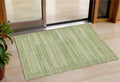 3 X 5 Sage And Ivory Striped Washable Indoor Outdoor Area Rug