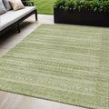 5 X 8 Sage And Ivory Striped Washable Indoor Outdoor Area Rug