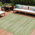 10 X 14 Sage And Ivory Striped Washable Indoor Outdoor Area Rug