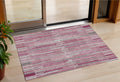 3 X 5 Blush And Ivory Striped Washable Indoor Outdoor Area Rug