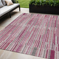 5 X 8 Blush And Ivory Striped Washable Indoor Outdoor Area Rug