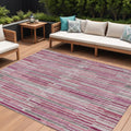 10 X 14 Blush And Ivory Striped Washable Indoor Outdoor Area Rug