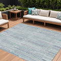 8 X 10 Mint Green And Ivory Striped Washable Indoor Outdoor Area Rug