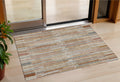 3 X 5 Rust And Ivory Striped Washable Indoor Outdoor Area Rug
