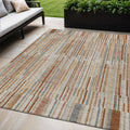 5 X 8 Rust And Ivory Striped Washable Indoor Outdoor Area Rug