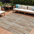 9 X 12 Rust And Ivory Striped Washable Indoor Outdoor Area Rug
