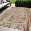 5 X 8 Terra Cotta And Beige Striped Washable Indoor Outdoor Area Rug