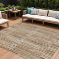 8 X 10 Terra Cotta And Beige Striped Washable Indoor Outdoor Area Rug