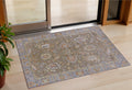 3 X 5 Brown And Lavender Floral Washable Indoor Outdoor Area Rug