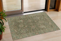 3 X 5 Olive Green And Rust Floral Washable Indoor Outdoor Area Rug