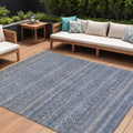 10 X 14 Blue And Sky Blue Striped Washable Indoor Outdoor Area Rug