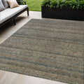 5 X 8 Chocolate And Gray Striped Washable Indoor Outdoor Area Rug