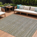 8 X 10 Khaki And Beige Striped Washable Indoor Outdoor Area Rug