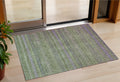 3 X 5 Olive Green And Purple Striped Washable Indoor Outdoor Area Rug