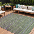 8 X 10 Olive Green And Purple Striped Washable Indoor Outdoor Area Rug