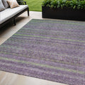 5 X 8 Purple And Lime Green Striped Washable Indoor Outdoor Area Rug