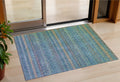 3 X 5 Teal Blue And Copper Striped Washable Indoor Outdoor Area Rug