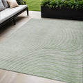 5 X 8 Artichoke Green And Silver Abstract Washable Indoor Outdoor Area Rug