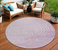 8 Blush And Silver Round Abstract Washable Indoor Outdoor Area Rug