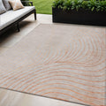 5 X 8 Copper And Silver Abstract Washable Indoor Outdoor Area Rug