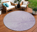 8 Lavender And Silver Round Abstract Washable Indoor Outdoor Area Rug