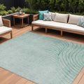 9 X 12 Mint Green And Silver Abstract Washable Indoor Outdoor Area Rug