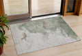 3 X 5 Artichoke Green And Linen Abstract Washable Indoor Outdoor Area Rug