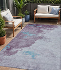 5 X 8 Lavender And Teal Blue Abstract Washable Indoor Outdoor Area Rug