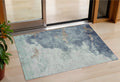 3 X 5 Pale Aqua And Taupe Abstract Washable Indoor Outdoor Area Rug