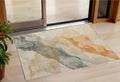 3 X 5 Orange And Gray Abstract Washable Indoor Outdoor Area Rug