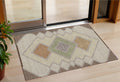 3 X 5 Brown Copper And Fern Green Geometric Washable Indoor Outdoor Area Rug