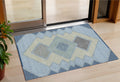 3 X 5 Denim Blue Gray And Brown Geometric Washable Indoor Outdoor Area Rug