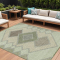 9 X 12 Green Gray And Taupe Geometric Washable Indoor Outdoor Area Rug
