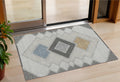 3 X 5 Gray Gold And Charcoal Geometric Washable Indoor Outdoor Area Rug