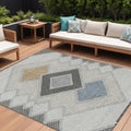9 X 12 Gray Gold And Charcoal Geometric Washable Indoor Outdoor Area Rug