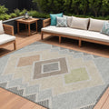 9 X 12 Pewter Copper And Silver Geometric Washable Indoor Outdoor Area Rug