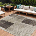 10 X 14 Brown And Taupe Geometric Washable Indoor Outdoor Area Rug