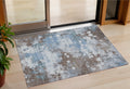 3 X 5 Brown And Sky Blue Abstract Washable Indoor Outdoor Area Rug