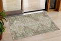 3 X 5 Fern Green And Beige Geometric Washable Indoor Outdoor Area Rug