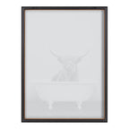 Blake Highland Cow in the Tub BW Framed Printed Glass by Amy Peterson Art Studio