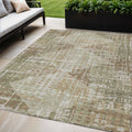 5 X 8 Fern Green And Beige Geometric Washable Indoor Outdoor Area Rug