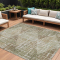 8 X 10 Fern Green And Beige Geometric Washable Indoor Outdoor Area Rug