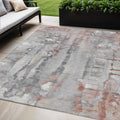5 X 8 Copper And Gray Abstract Washable Indoor Outdoor Area Rug