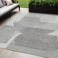 5 X 8 Linen And Gray Abstract Washable Indoor Outdoor Area Rug