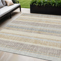 5 X 8 Gold And Silver Striped Washable Indoor Outdoor Area Rug