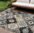 10 X 14 Black Wheat And Gray Southwestern Washable Indoor Outdoor Area Rug